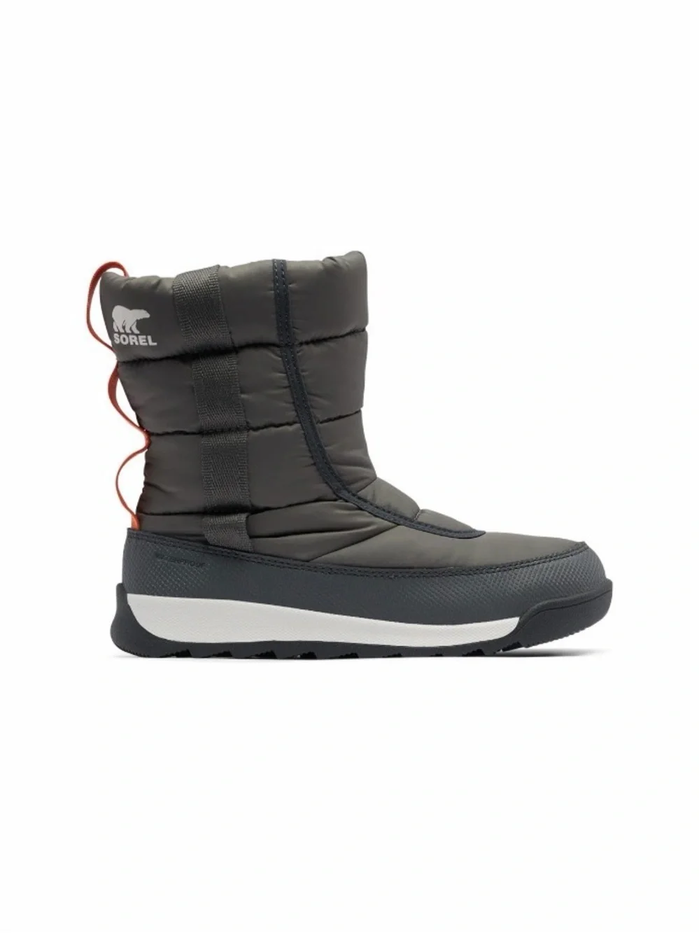🐾 Sorel Kids Gray and Red Insulated Puffer Boots